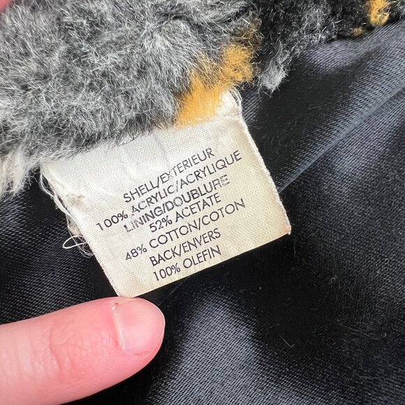 Vintage Novelty Print Penguin Pea Coat Faux Fur Teddy Jacket Oversized Peacoat - Picture 7 of 11